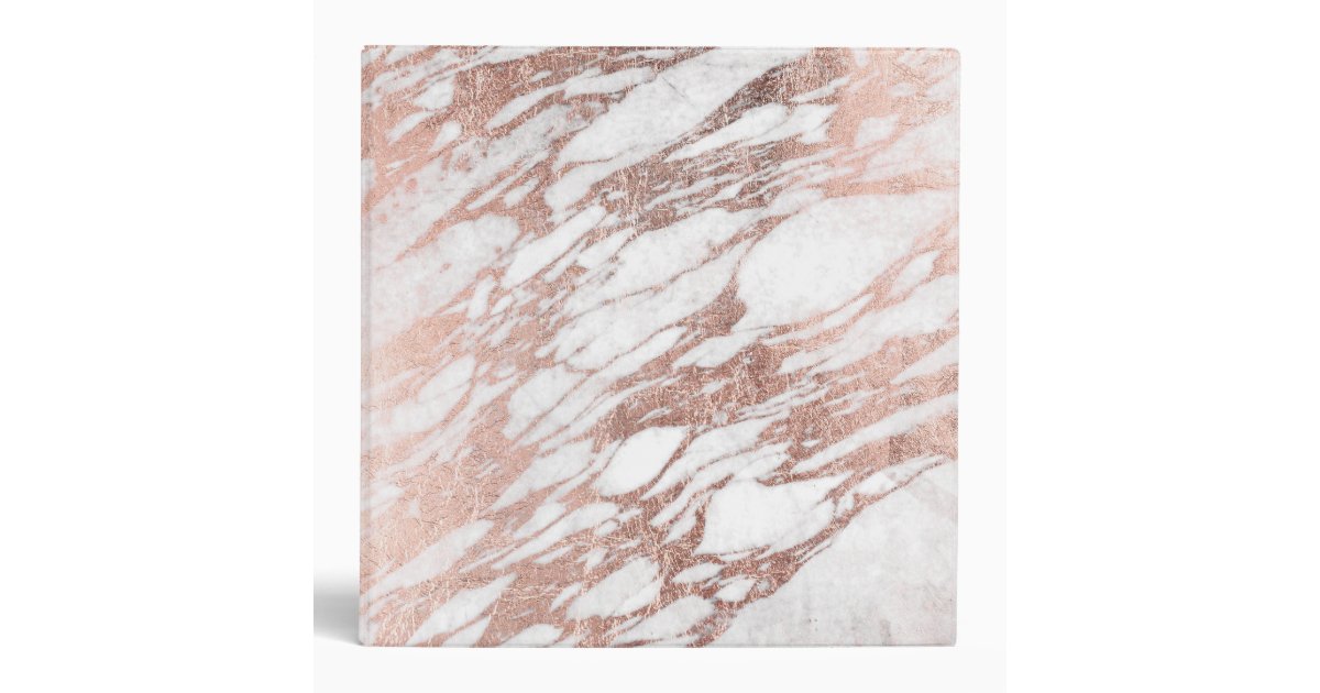 Chic Elegant White And Rose Gold Marble Pattern Binder