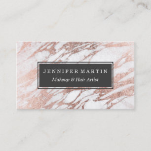 Chic Elegant White and Rose Gold Marble Pattern Business Card