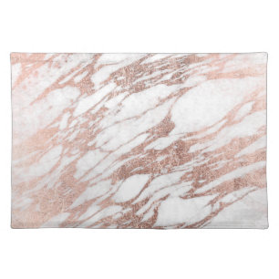 Chic Elegant White and Rose Gold Marble Pattern Cloth Placemat