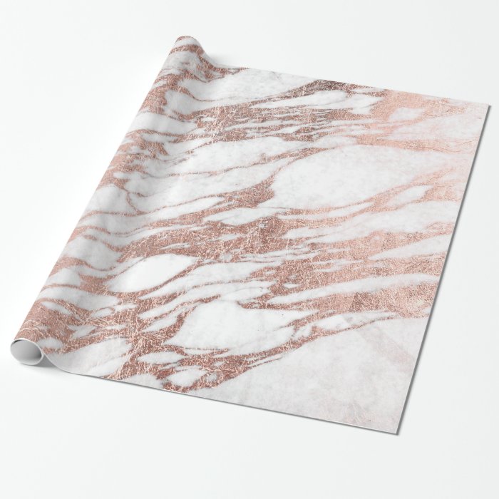 Chic Elegant White and Rose Gold Marble Pattern Wrapping Paper | Zazzle