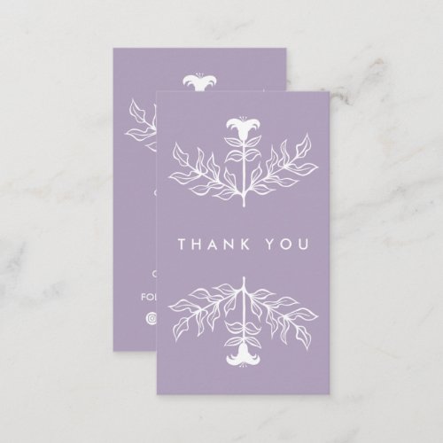 Chic Elegant White Lily Order Thank You Purchase Business Card