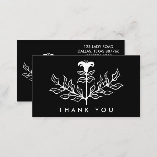 Chic Elegant White Lily QR Code Order Thank You Business Card