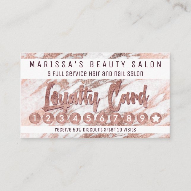 Chic Elegant White Rose Gold Marble Loyalty (Front)