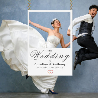Chic Elegant White Wedding Selfie Photo Frame Foam Board
