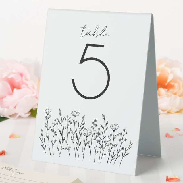Chic Elegant Wildflower Simple Rustic Custom  Table Tent (In SItu (Wedding))