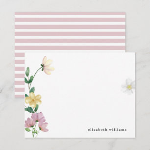Chic Elegant Wildflowers Personalized Floral Note Card