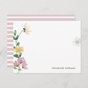 Chic Elegant Wildflowers Personalized Floral Note Card