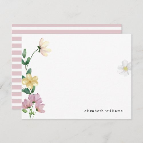 Chic Elegant Wildflowers Personalized Note Card