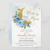 Chic Elephant We're Over the Moon Boy Baby Shower  Invitation (Front/Back)