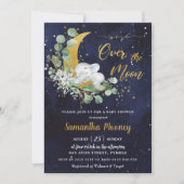 Chic Elephant We're Over the Moon Boy Baby Shower Invitation (Front)