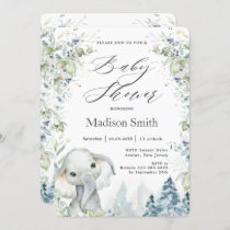 Chic Elephant Winter Alpine Baby Shower Neutral  Invitation