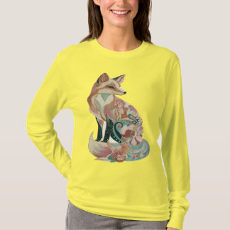 Chic Embroidered Fox Design for Women T-Shirt