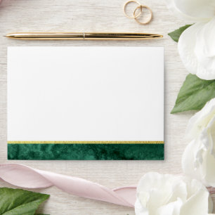 Chic Emerald Green Color Wash Gold Wedding Invite Envelope
