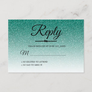 Chic Emerald Green Ombre Sweet 16 RSVP Invitation