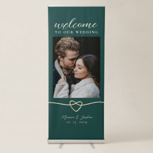 Chic Emerald Green Wedding Retractable Banner