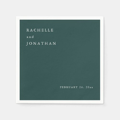 Chic Emerald Green White Simple Wedding Napkins