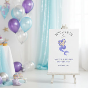Chic Enchanting Purple Mermaid Baby Shower Foam Board