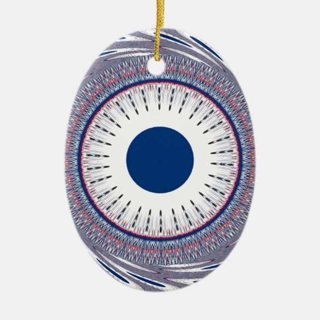 Chic Energetic Eye Design: A Mesmerizing Pattern Ceramic Ornament (Front)