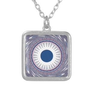 Chic Energetic Eye Design: A Mesmerizing Pattern Silver Plated Necklace