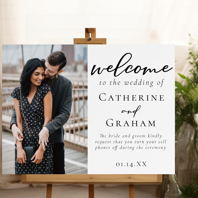 Chic Engagement Couple Photo Wedding Welcome Foam Board (Creator Uploaded)