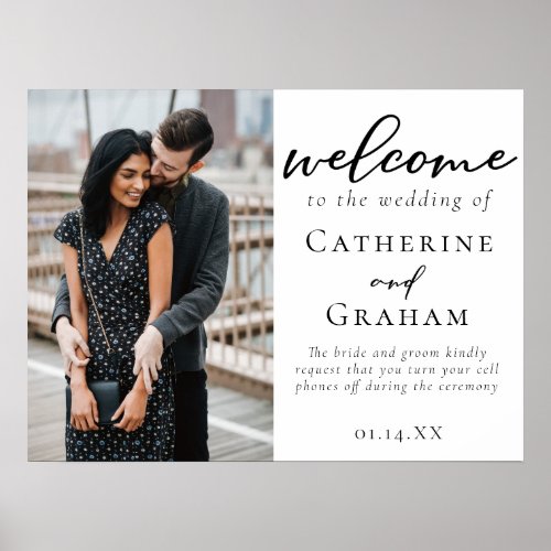 Chic Engagement Couple Photo Wedding Welcome Poster