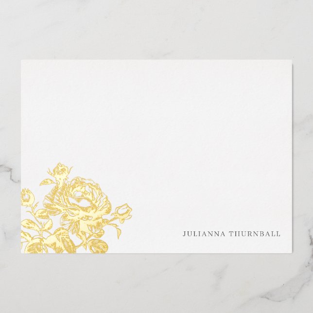 Chic English Rose Luxe Personal Stationery   Foil Invitation (Front)