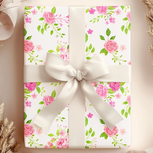 Custom Gift Wrap And Tissue Paper 13 Chic English Roses Watercolor Floral Wrapping Paper