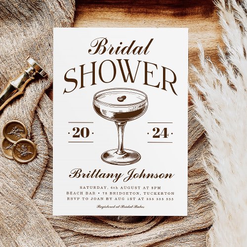 Chic Espresso Martini Bridal Shower Invitation