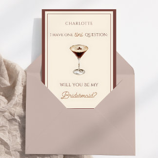 Chic Espresso Martini Themed Bridesmaid Proposal Card