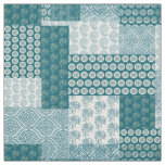 Chic Ethnic Faux Patchwork Pattern, Teal and White Fabric