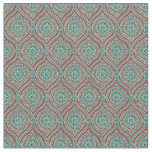 Chic Ethnic Ogee Pattern in Maroon, Teal and Beige Fabric