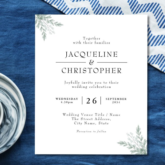 Chic Eucalyptus Budget Floral Wedding Invitation (Creator Uploaded)