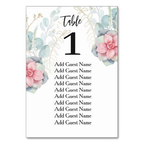 Chic Eucalyptus Floral Wedding Seating Chart Table Number