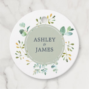 Chic Eucalyptus Foliage Botanical Wedding Name Favor Tags