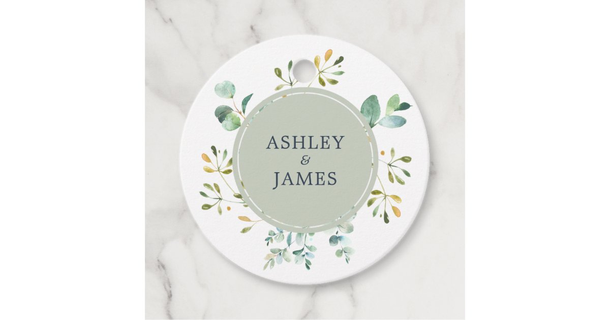 Chic Eucalyptus Foliage Botanical Wedding Name Favor Tags Zazzle