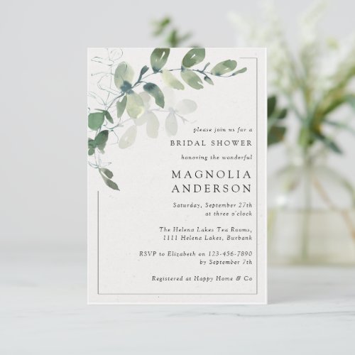 Chic Eucalyptus Frame Bridal Shower  Invitation