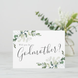 Chic Eucalyptus Godmother Proposal Card