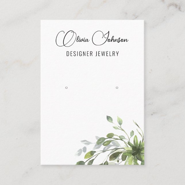 Chic Eucalyptus Greenery Jewelry Earring Display  Business Card (Front)