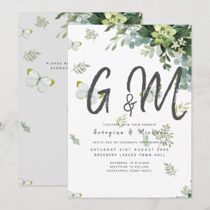 Chic Eucalyptus Greenery Leaves Emerald Wedding Invitation