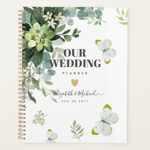 Chic Eucalyptus Greenery Leaves Emerald Wedding Planner