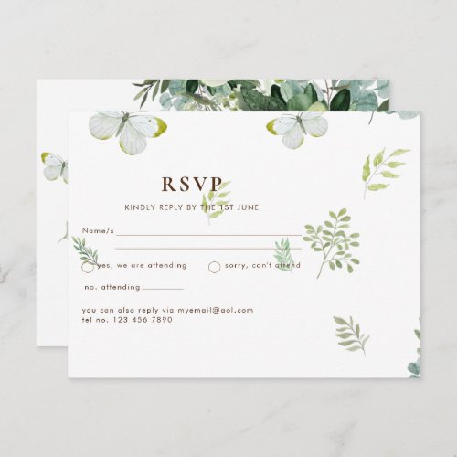 Chic Eucalyptus Greenery Leaves Emerald Wedding Postcard