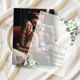 Chic Eucalyptus Greenery Leaves Minimalist Wedding Vellum Invitations