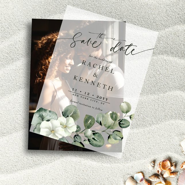 Chic Eucalyptus Greenery Wedding Save the Date Vellum Invitations (Creator Uploaded)