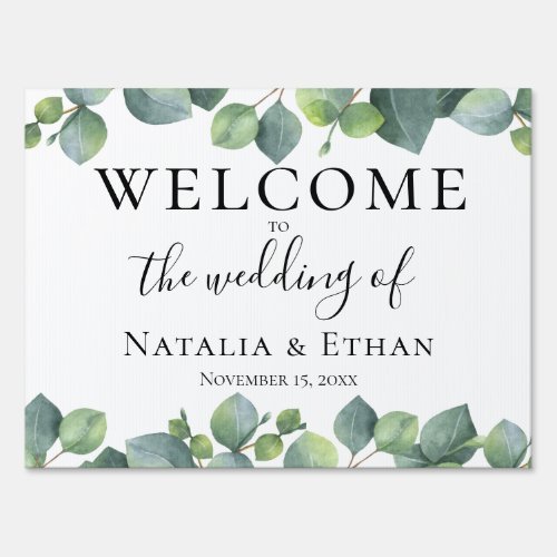 Chic Eucalyptus Greenery Wedding Welcome Sign