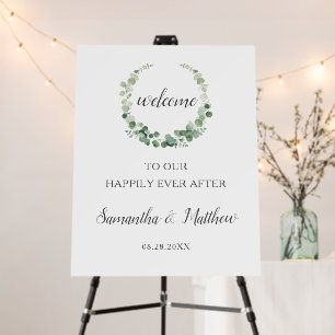 Chic Eucalyptus Greenery Wreath Wedding Welcome Foam Board