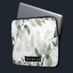 Chic Eucalyptus Monogram Laptop Sleeve<br><div class="desc">Personalize this watercolor eucalyptus greenery design with your name.</div>
