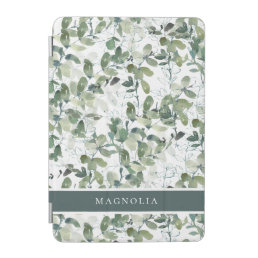 Chic Eucalyptus Monogram Name  iPad Mini Cover