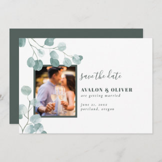 Chic Eucalyptus Photo Save The Date