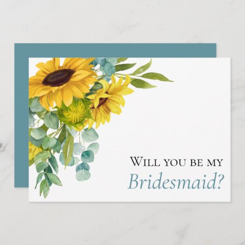 Chic Eucalyptus Sunflower Bridesmaid Proposal Announcement