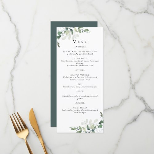 Chic Eucalyptus Wedding Menu